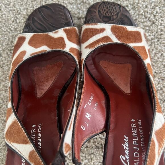 Donald J. Pliner Vintage Y2K Giraffe Print Calf Hair Platform Heels Size 6 - Picture 7 of 12